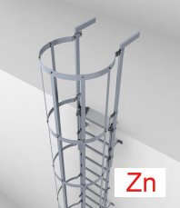 ПОЖАРНАЯ ЛЕСТНИЦА ИЗ ОЦИНКОВАННОЙ СТАЛИ С ЗАЩИТНОЙ КОРЗИНОЙ